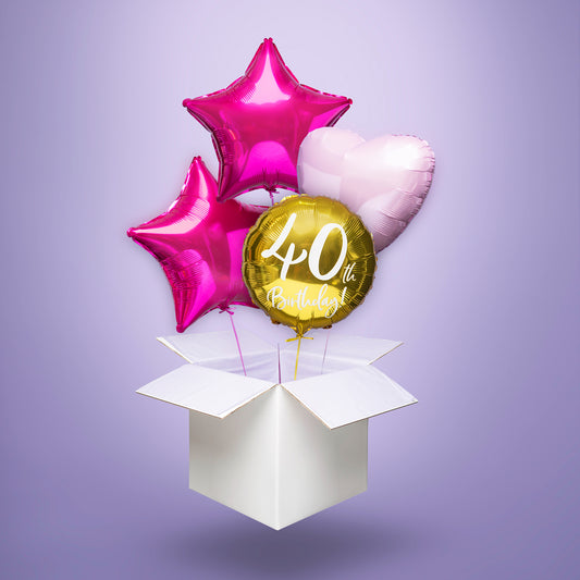 Balony z helem na 40 urodziny – złoto-różowa niespodzianka w kartonie