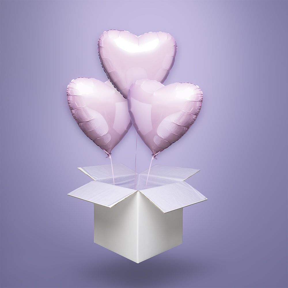 Różowe TRIO – Balonowy Box z Sercami z Helem