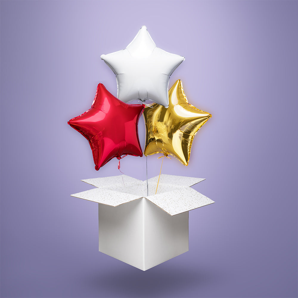 Świąteczny zestaw balonów z helem „Biała Gwiazda” – elegancka niespodzianka w pudełku